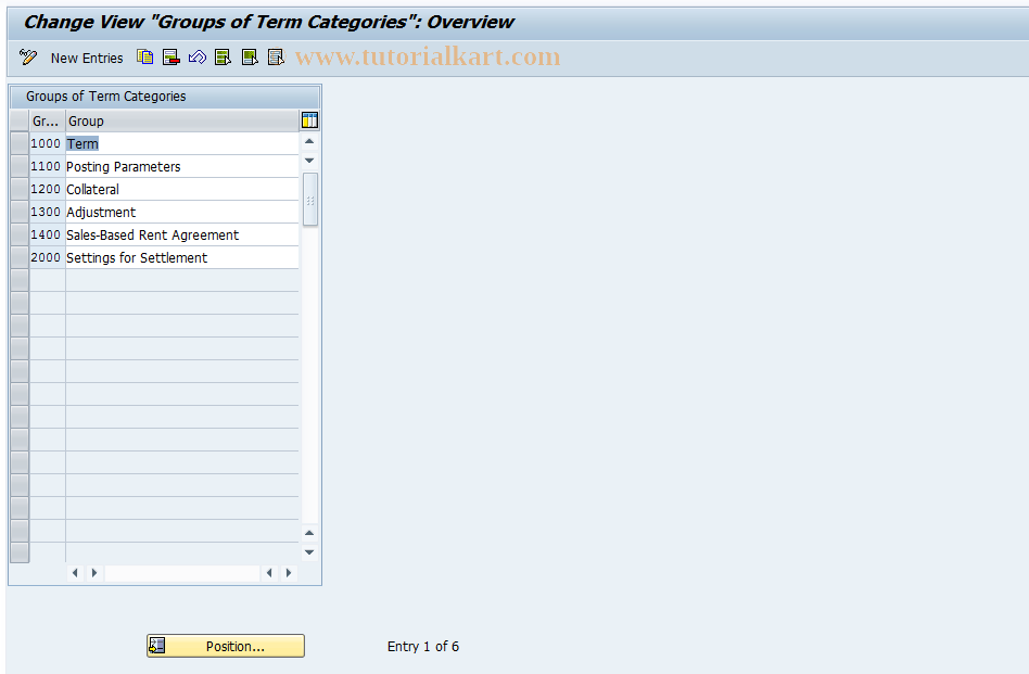 SAP TCode RETMZA - Groups of Term Categories