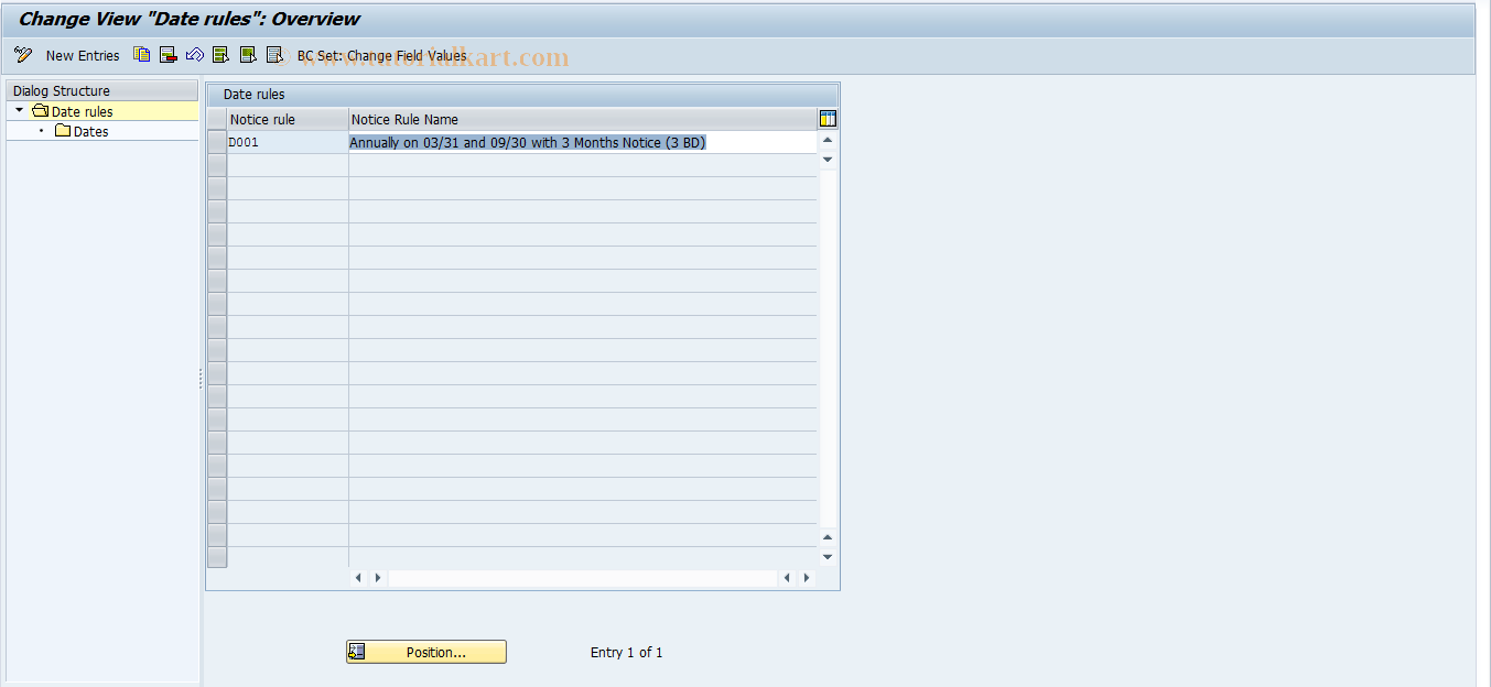 SAP TCode RETMZF - Notice Rules - Deadline Regulations