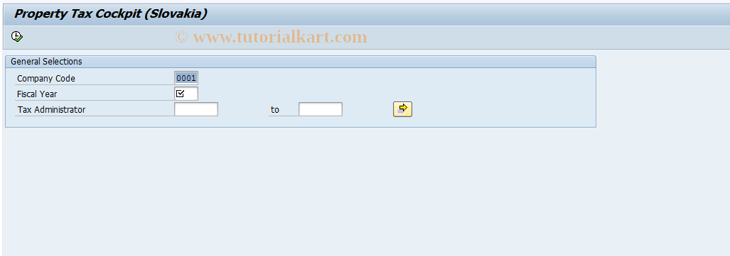 SAP TCode REXCSKPTCO - Property Tax Cockpit (Slovakia)