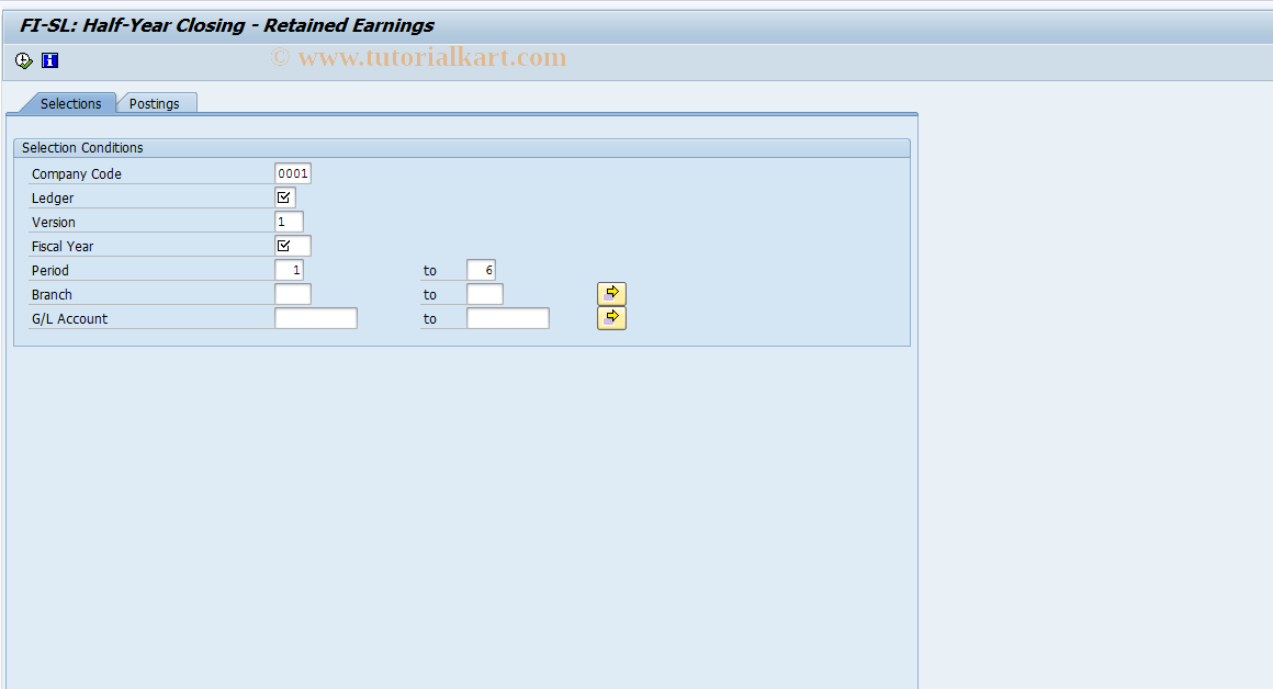 SAP TCode RG_SAC_CALCPL - Half-Year Closing-Retained earnings