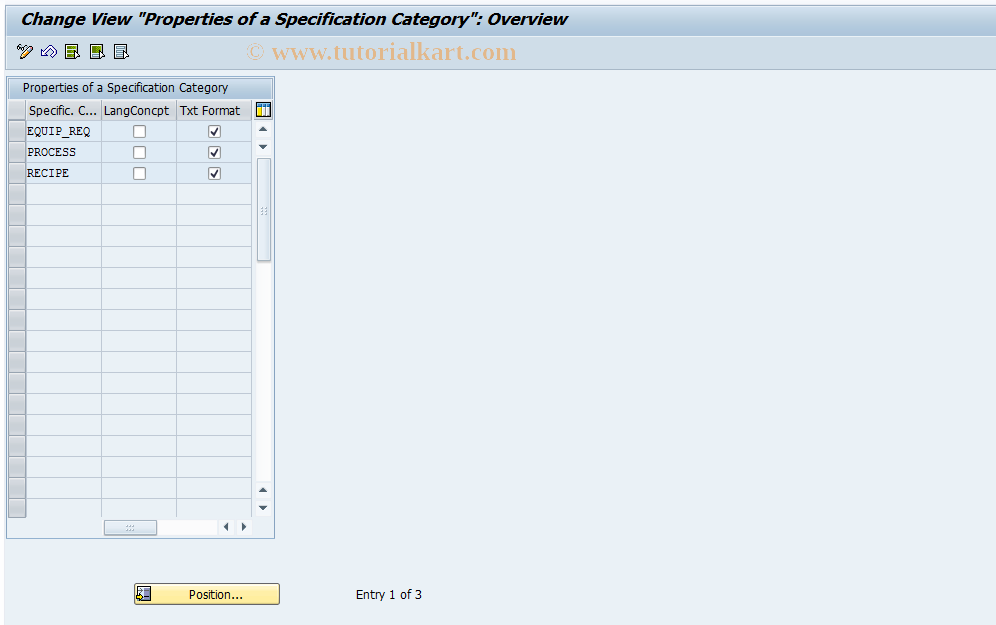 SAP TCode RMS_GLOB - Global Recipe Customizing