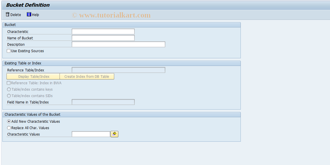 SAP TCode RRV_FILL - Fill Bucket