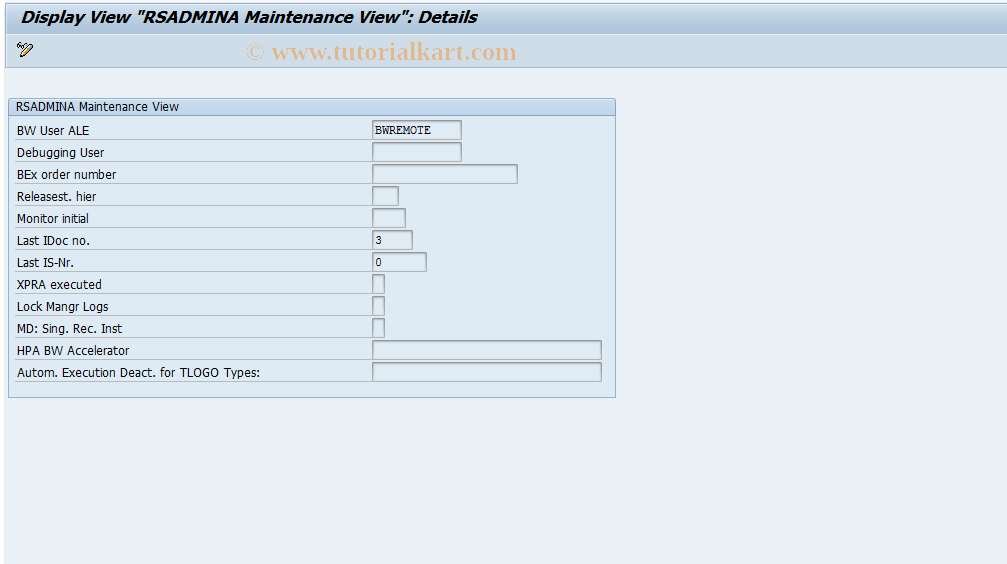 SAP TCode RSADMIN - RSADMIN maintenance