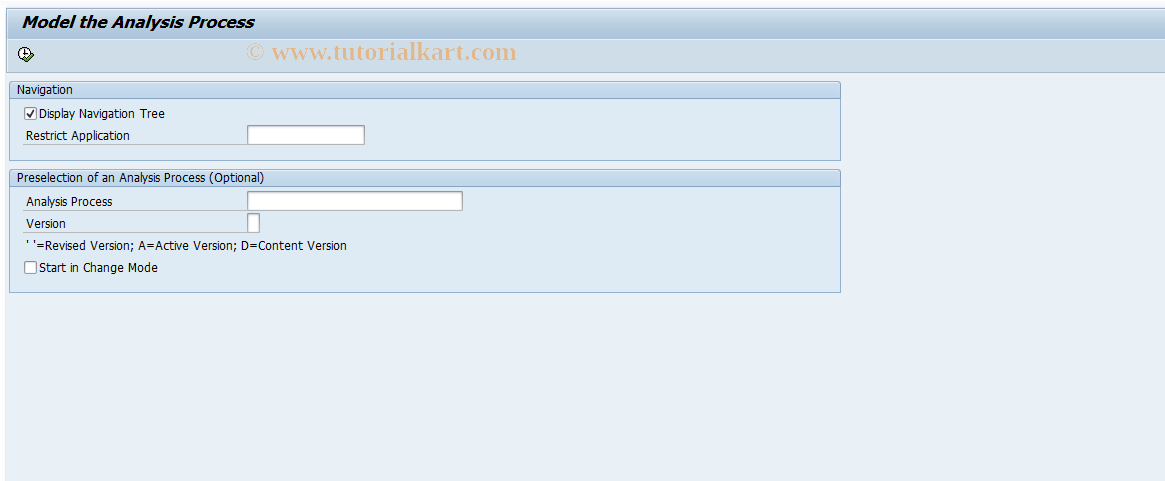 SAP TCode RSANWB_START_ALL - Model the Analysis Process