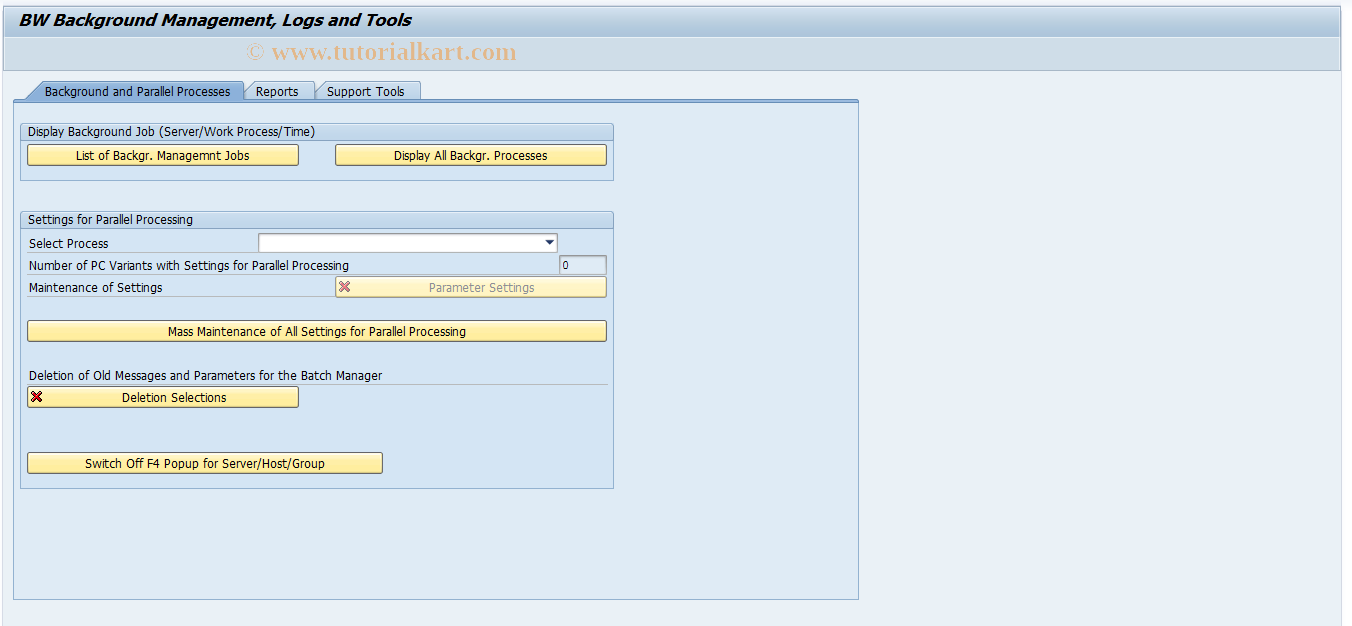 SAP TCode RSBATCH - Management of RSBATCH/SEARCHLOGS