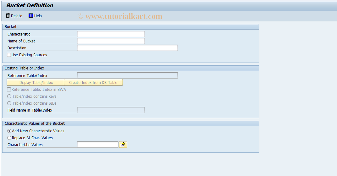 SAP TCode RSBUCKET - Fill Bucket