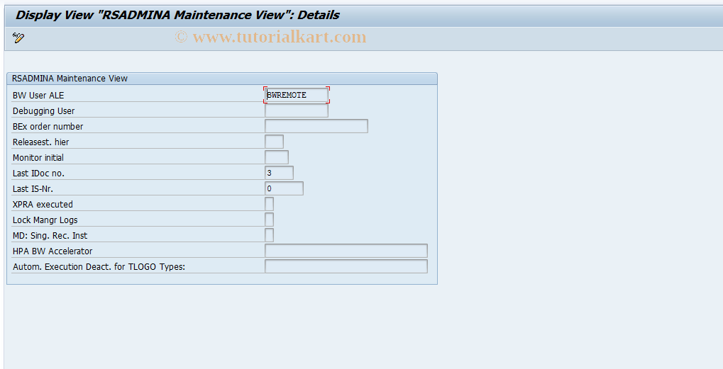 SAP TCode RSCUSTA - Maintain BW Settings