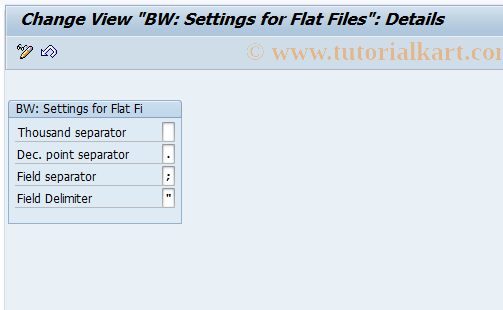 SAP TCode RSCUSTV1 - BW Customizing - View 1