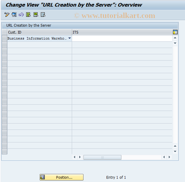 SAP TCode RSCUSTV10 - BW Customizing - View 10