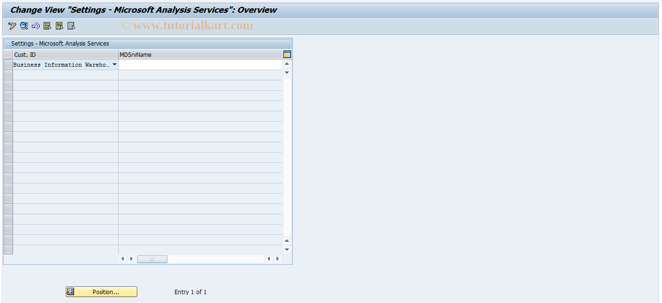 SAP TCode RSCUSTV12 - Microsoft Analysis Services