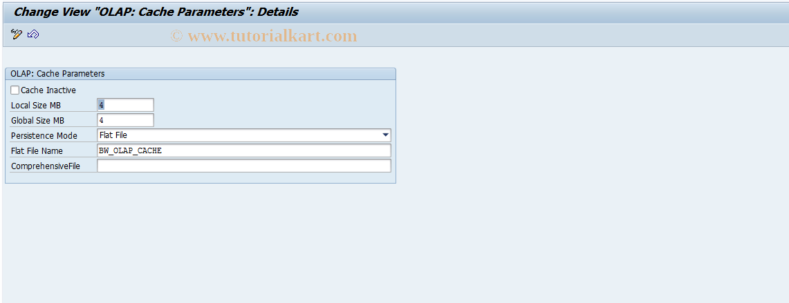 SAP TCode RSCUSTV14 - OLAP: Cache Parameters