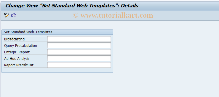 SAP TCode RSCUSTV27 - Set Standard Web Templates