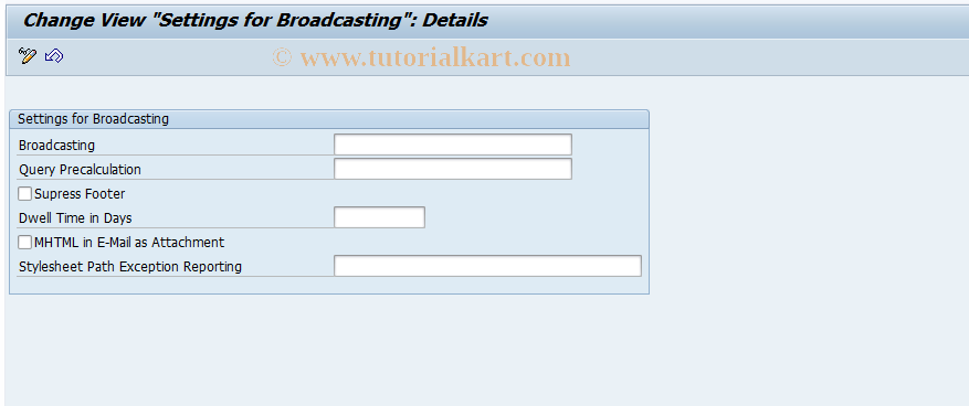 SAP TCode RSCUSTV29 - Settings for Web Template