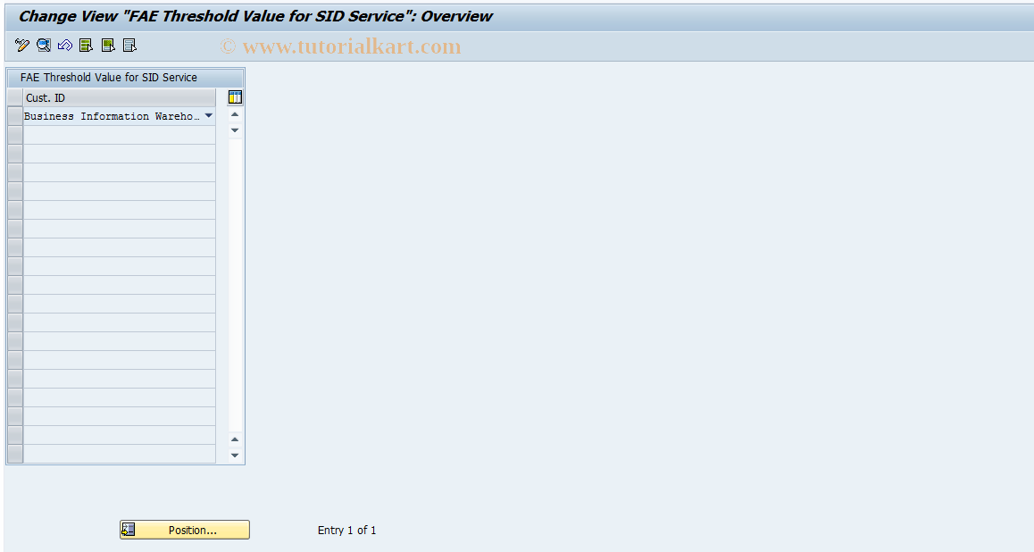 SAP TCode RSCUSTV33 - FAE Threshold Value for SID Service