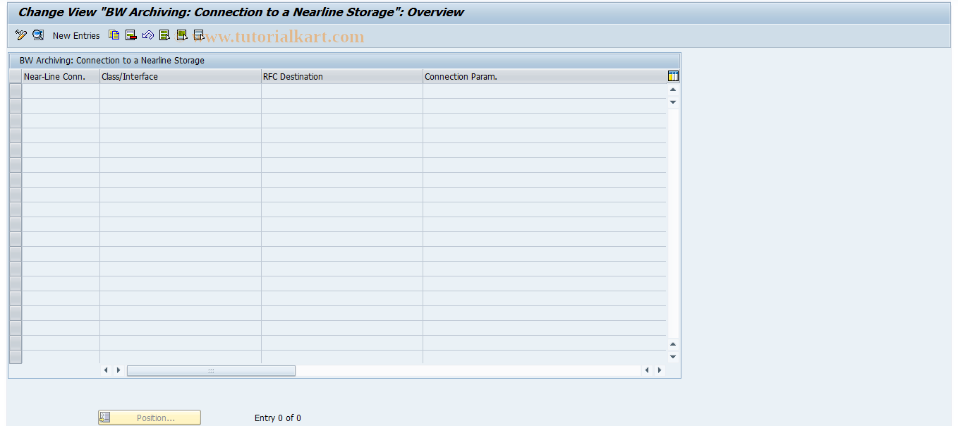 SAP TCode RSDANLCON - Set Up Near-Line Connections