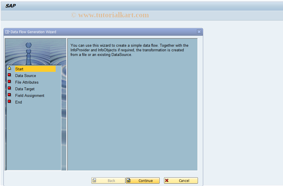 SAP TCode RSDFWIZ - Data Flow Generation Wizard