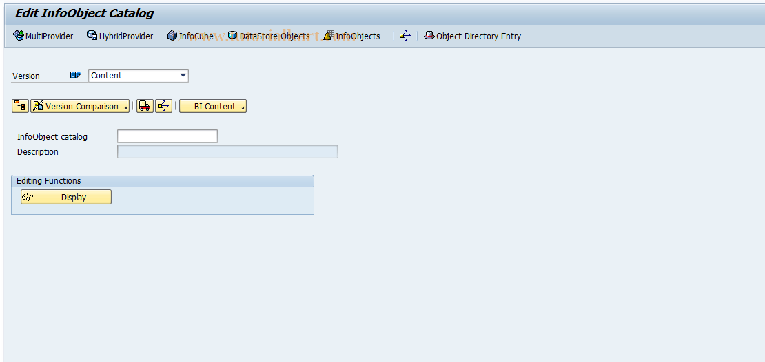 SAP TCode RSDIOBCD - Start: InfoObject catalog editing