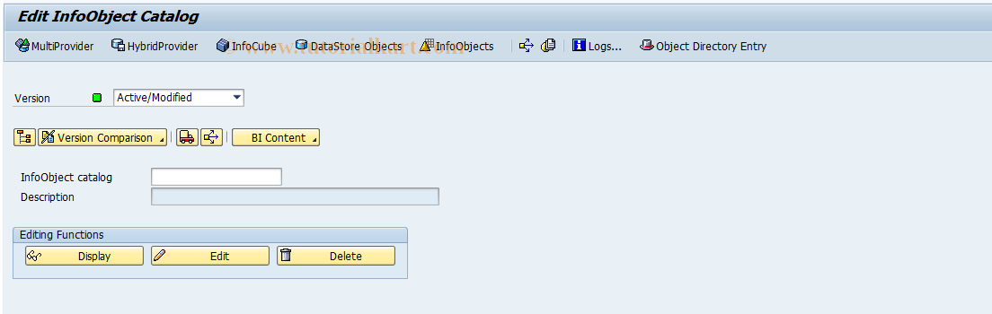 SAP TCode RSDIOBCM - Start: InfoObject catalog editing