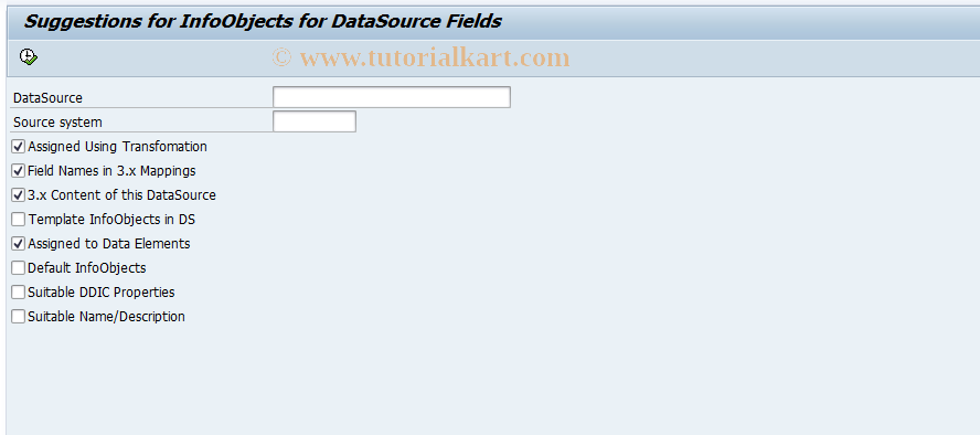 SAP TCode RSDS_PROPOSE - Find InfoObjects for DataSource