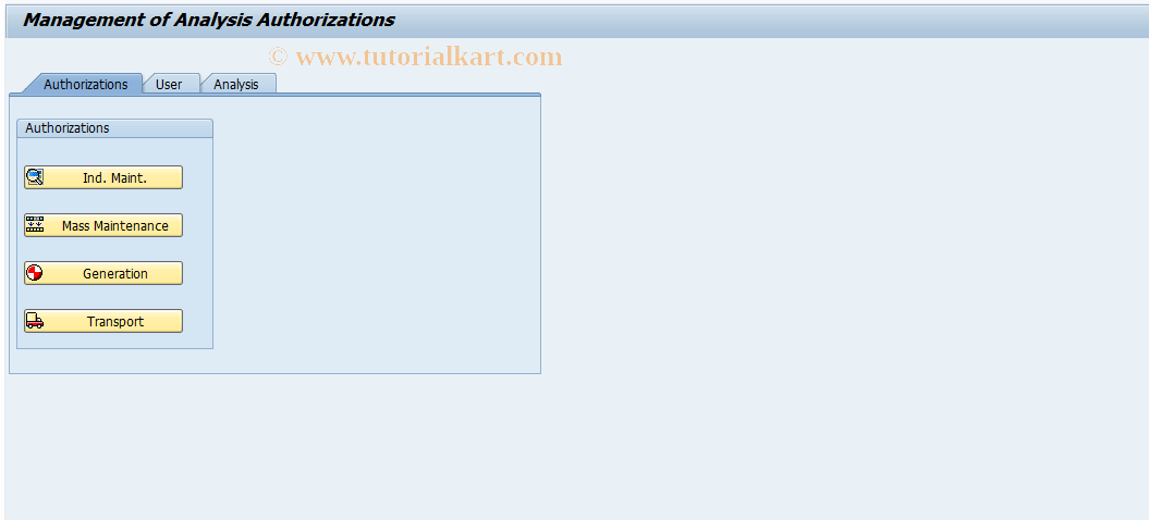 SAP TCode RSECADMIN - Manage Analysis Authorizations