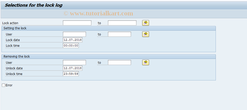 SAP TCode RSENQ - Display of Lock Log