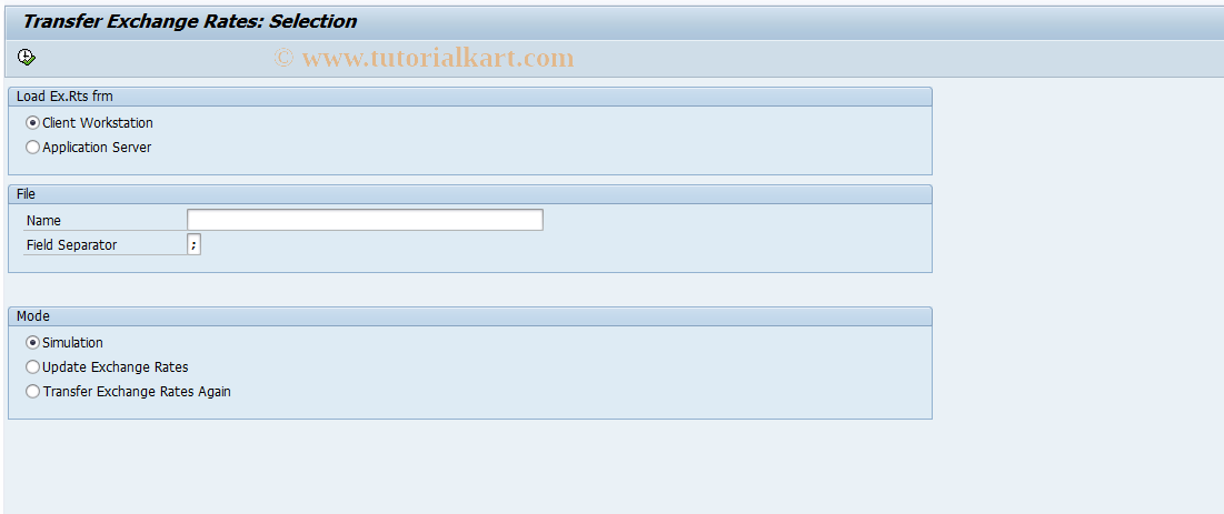 SAP TCode RSIMPCUR - Load Exchange Rates from File