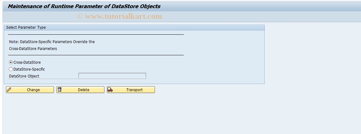 SAP TCode RSODSO_SETTINGS - Maintenance of Runtime Param. DS Obj