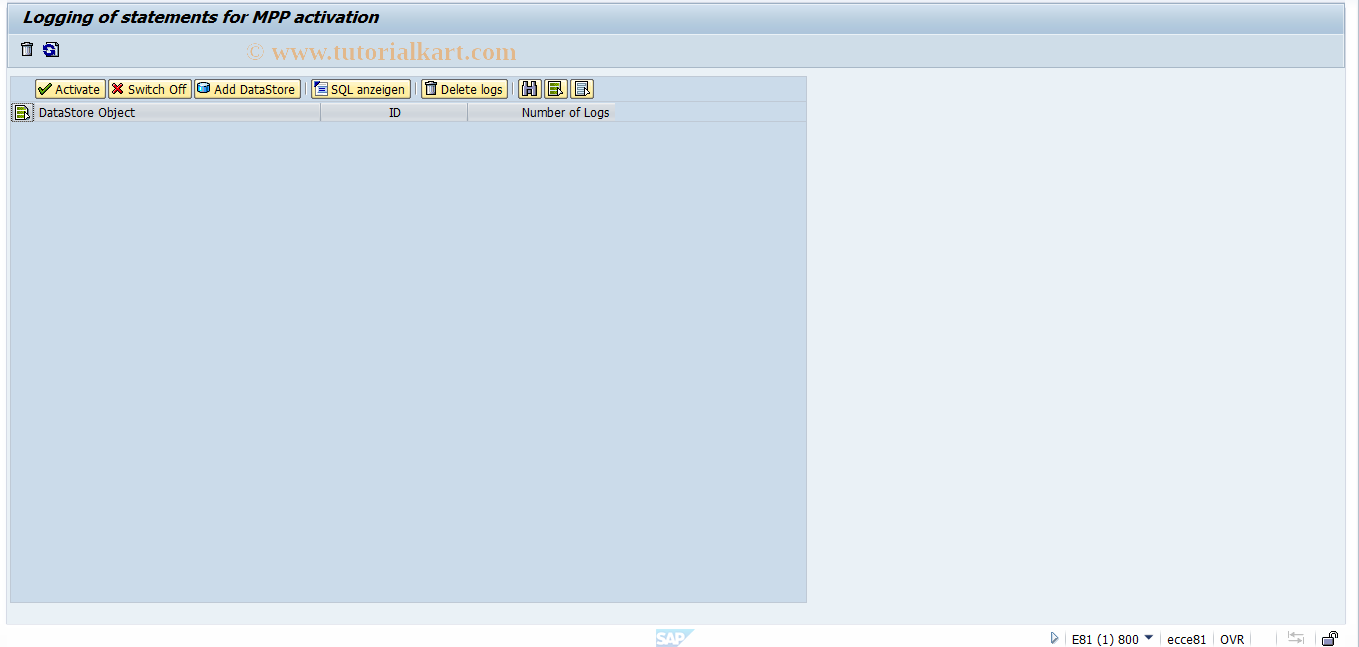 SAP TCode RSODSO_SQLTRACE - SQL Statements for MPP DataStores