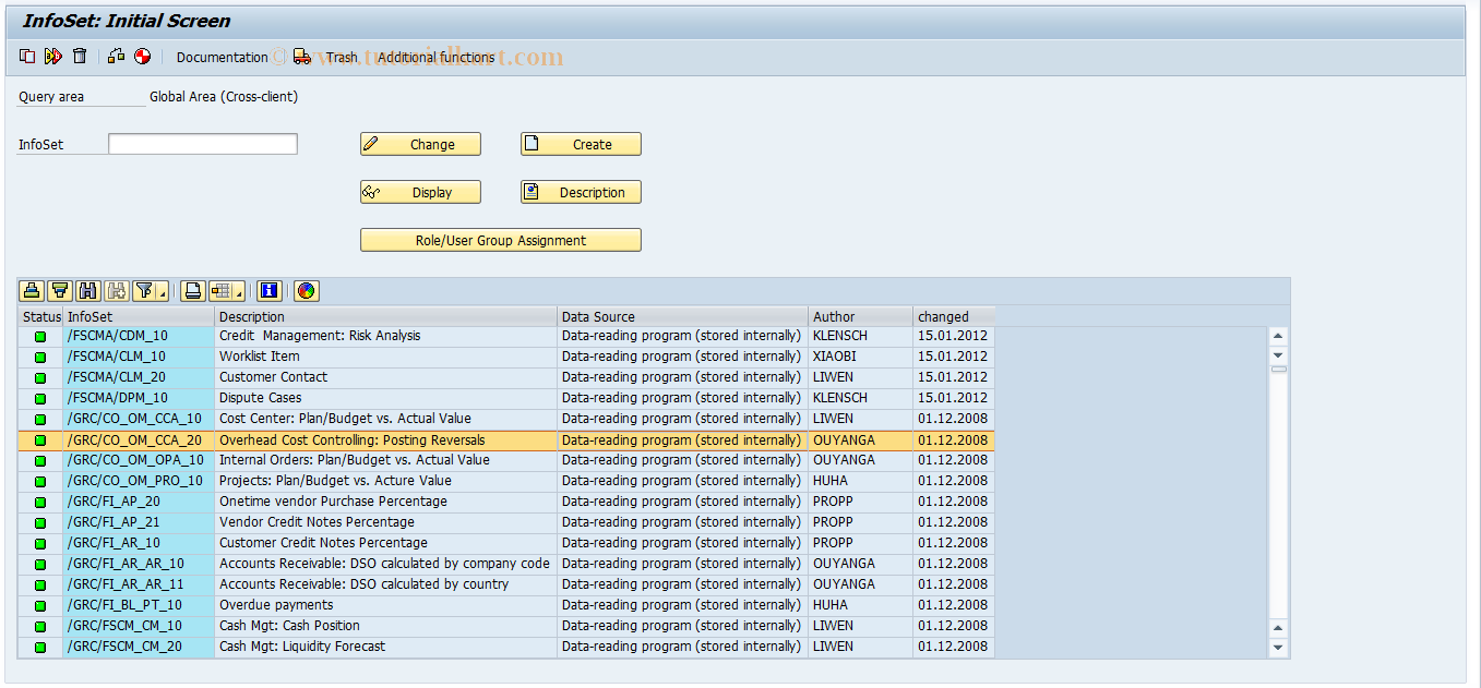 SAP TCode RSQ02 - Maintain InfoSets