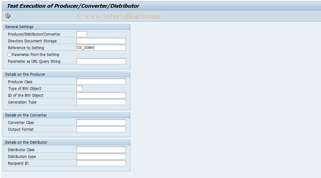 SAP TCode RSRD_TEST - Test Producer/Converter/Distributor