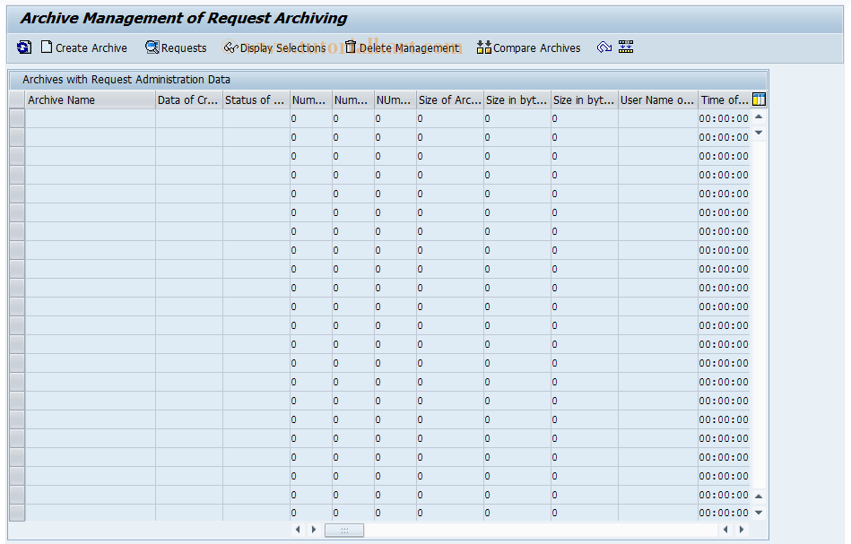 SAP TCode RSREQARCH -  Requisition Archive Administration Dialog