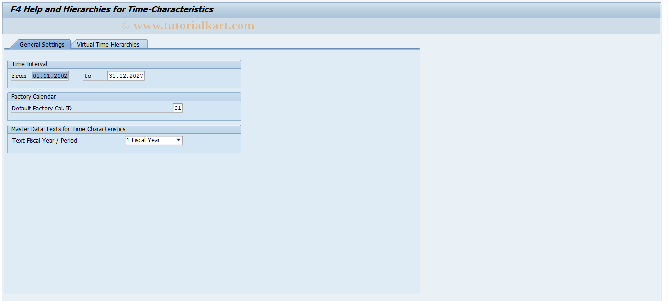 SAP TCode RSRHIERARCHYVIRT - Maintain Virtual Time Hierarchies