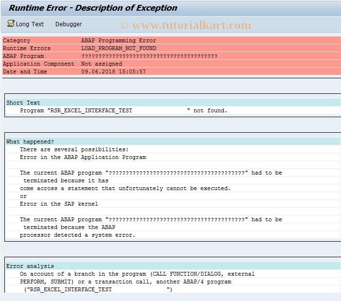 SAP TCode RSRTE - Analyzer Test Transaction