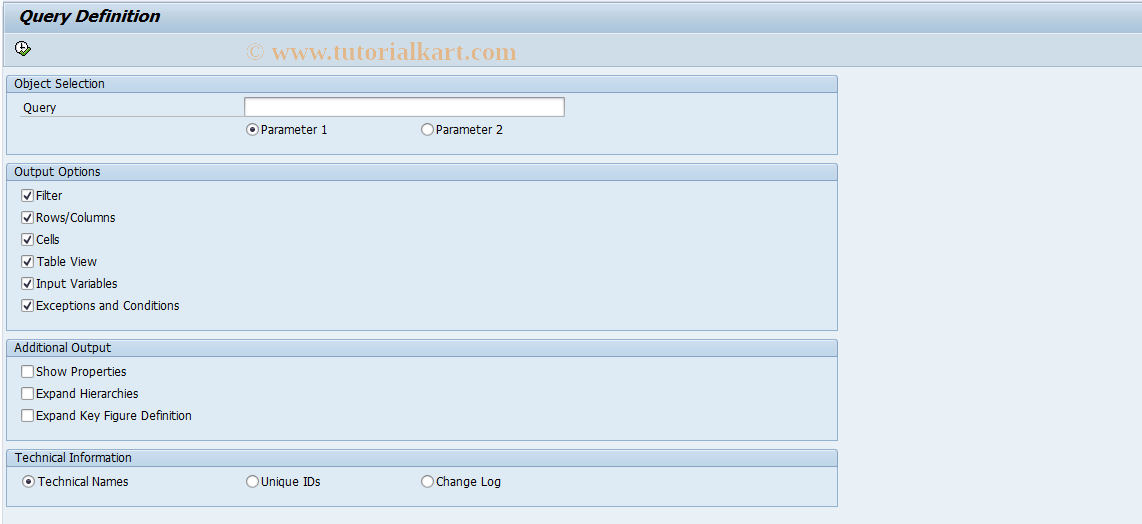 SAP TCode RSRTQ - Query Definition