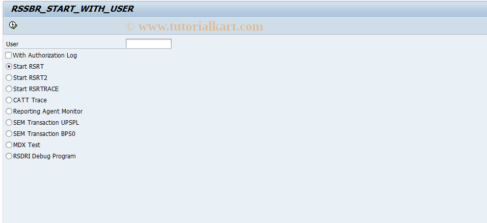 SAP TCode RSSMQ - Start Query with User