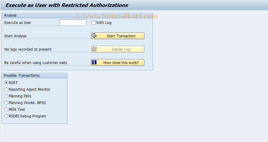 SAP TCode RSUDO - Execution as Other User