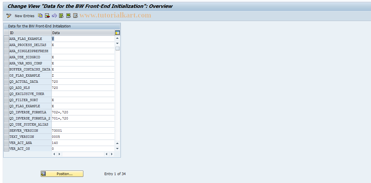 SAP TCode RS_FRONTEND_INIT - Initialization of the BW Front End