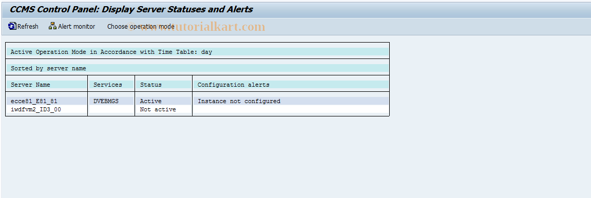 SAP TCode RZ03 - Presentation, Control SAP Instances