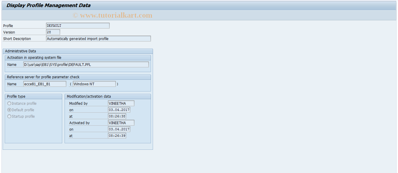 SAP TCode RZ10 - Maintain Profile Parameters