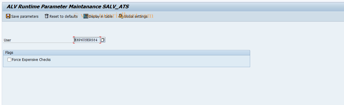 SAP TCode SALV_ATS_PARAMS - Runtime Parameters for ATS