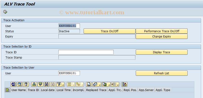 SAP TCode SALV_TRACE - ALV Trace Tool