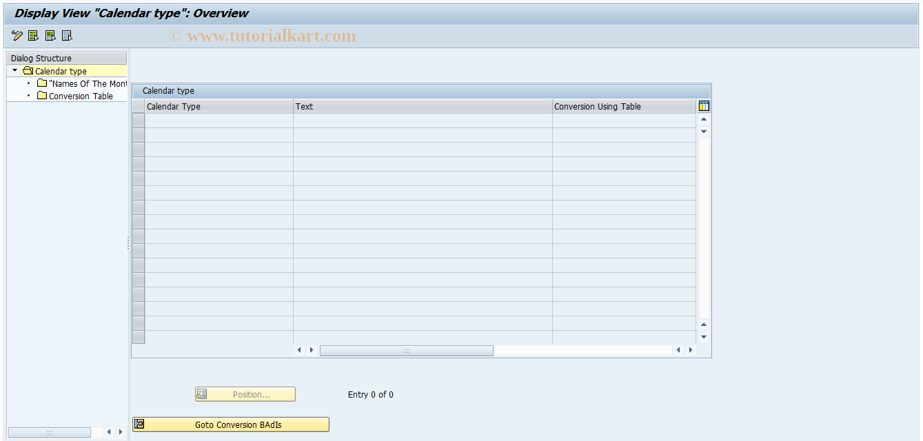 SAP TCode SCAL_TCONVC - Customizing: Techn. Calendar  Convert 