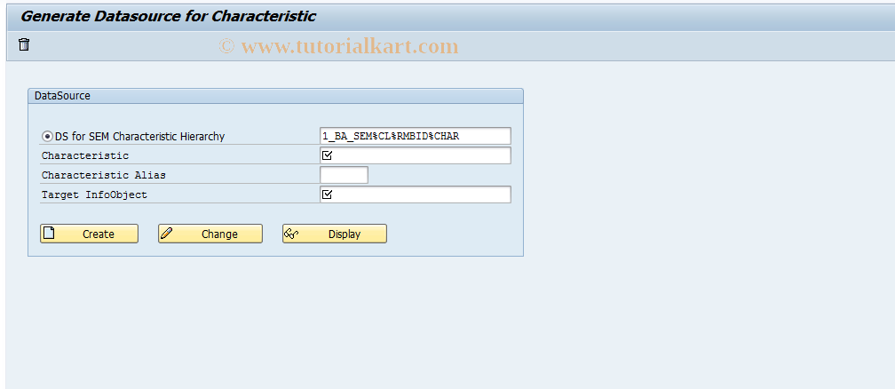 SAP TCode SEM_CHAR_HIER - OLTP Metadata Repository