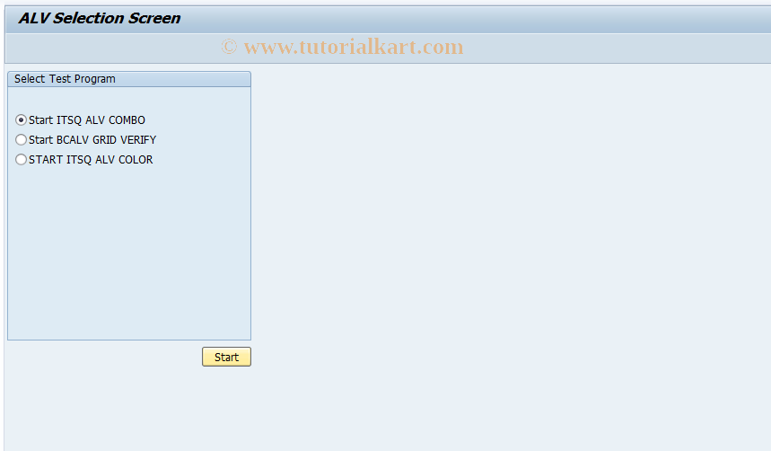 SAP TCode SITSQ_ALV - Test Program: ALV Grid