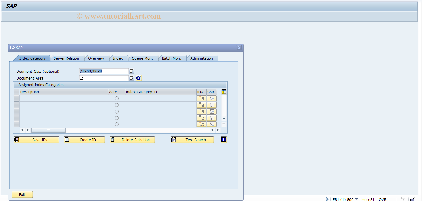 SAP TCode SKPR_INDEXING1 - Maintenance Transact. Kpro Indexing