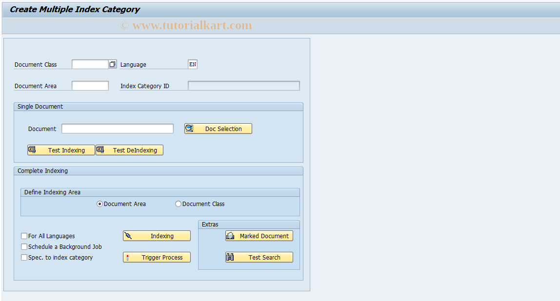 SAP TCode SKPR_MULINDEXING - Multiple Indexing