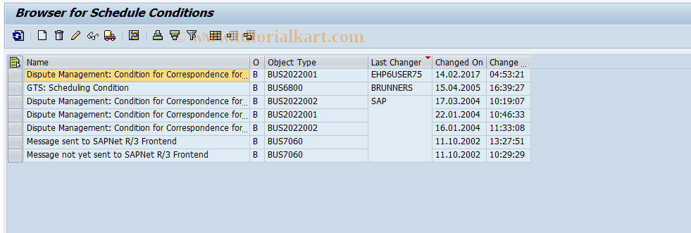 SAP TCode SPPFCONCREATE1 - Edit Schedule Conditions