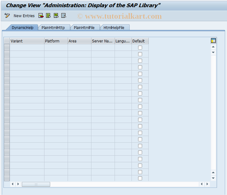 SAP TCode SR13 - Area-Dependent Help