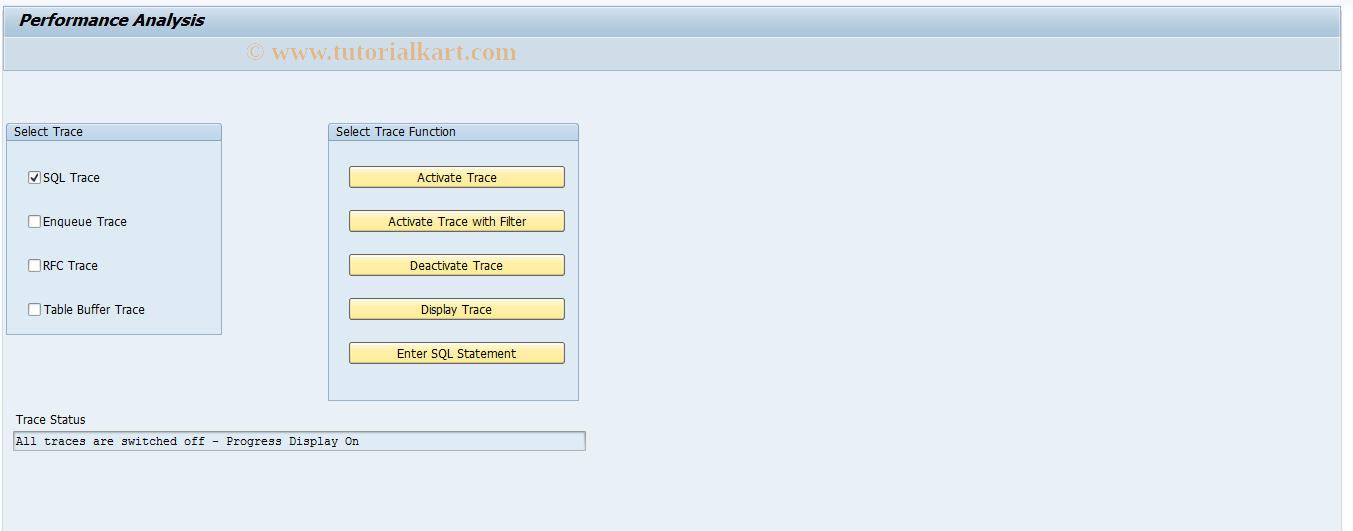 SAP TCode ST05SAVE - Performance Analysis (Very Old ST05)