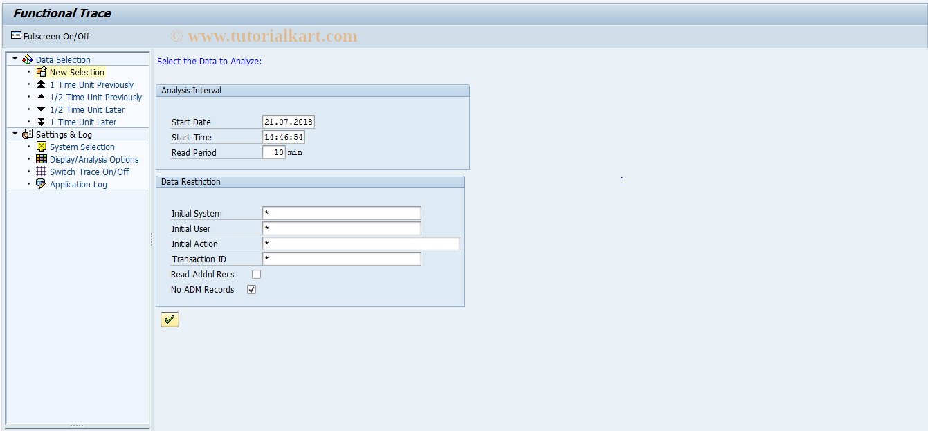 SAP TCode STATTRACE - Global Statistics & Traces